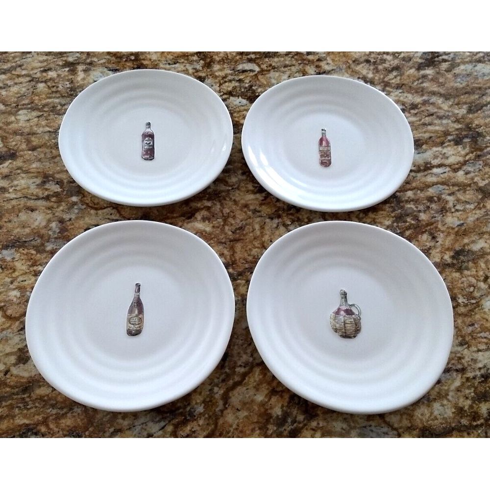 Williams Sonoma Appetizer Canapé Cheese Plates WINE BOTTLE SERIES Set of 4‎